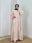 Nurperi Müslin Salaş 6 Düğmeli Elbise-NA2416 Taş