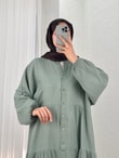 Nurperi Müslin Salaş 6 Düğmeli Elbise-NA2416 Mint