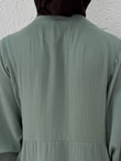 Nurperi Müslin Salaş 6 Düğmeli Elbise-NA2416 Mint