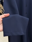 Nursima Tuniği Uzun Ve Düğmeli Hakim Yaka Pantolonlu Takım-TN040 Lacivert