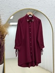 Özden Yakası Taşlı Uzun Tunik-ZN2090 Bordo