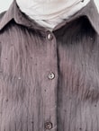 Özün Pullu Oversize Gömlek-NA874 Kahve