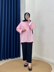 Özün Pullu Oversize Gömlek-NA874 Pembe
