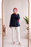Parya Önü Dikiş Detaylı Asimetrik Tunik-SS13212 Lacivert