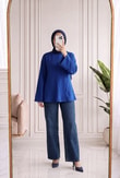 Parya Önü Dikiş Detaylı Asimetrik Tunik-SS13212 Saks