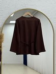 Parya Önü Dikiş Detaylı Asimetrik Tunik-SS13212 Kahve