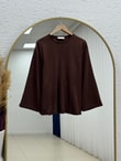 Parya Önü Dikiş Detaylı Asimetrik Tunik-SS13212 Kahve
