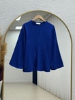 Parya Önü Dikiş Detaylı Asimetrik Tunik-SS13212 Saks