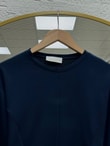 Parya Önü Dikiş Detaylı Asimetrik Tunik-SS13212 Lacivert