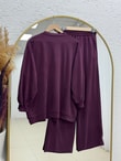 Pera Oversize Pike Pantolonlu Takım-NL845 Mürdüm