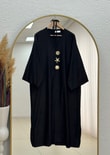 Refia Fitiili Bronşlu Uzun Kimono-GS580 Siyah