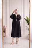 Refia Fitiili Bronşlu Uzun Kimono-GS580 Siyah