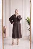Refia Fitiili Bronşlu Uzun Kimono-GS580 Kahve