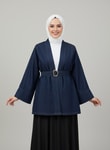 Rosita Geniş Manşetli Kot Ceket-AS1772 Lacivert