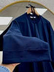 Rukiye Dikiş Detaylı Yırtmaçlı Sweatshirt-EU2755 Lacivert
