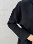 Saadet Önü Robalı Düğmeli Elbise-GS8358 Siyah