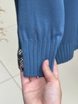 Sabifeza Güneş Taşlı Soğuk İp Hırka-SY3362 İndigo