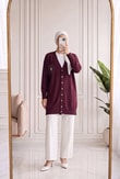 Sabifeza Güneş Taşlı Soğuk İp Hırka-SY3362 Mürdüm