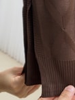 Sabinur Baklava Desen Mini Gold Düğmeli Hırka-SY3290 Kahve