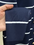 Sabipare Çizgili Gold Düğmeli Mini Hırka-SY3341 Lacivert