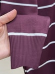 Sabipare Çizgili Gold Düğmeli Mini Hırka-SY3341 Mürdüm