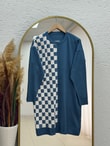 Sabiser Yarısı Kareli Soğuk İp Tunik-SY3376 İndigo