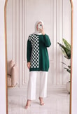 Sabiser Yarısı Kareli Soğuk İp Tunik-SY3376 Yeşil