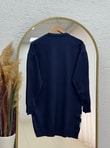 Sabiser Yarısı Kareli Soğuk İp Tunik-SY3376 Lacivert