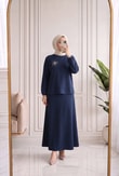 Şahcan Taşlı Etekli Takım-NA3481 Lacivert