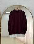 Şahcem Eteği Dantelli Tunik-NA910 Bordo