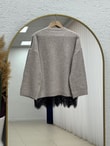 Samira Altı Dantel Detay Triko Tunik-KR6006 Taş