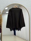 Samira Altı Dantel Detay Triko Tunik-KR6006 Kahve