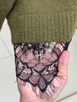 Samira Altı Dantel Detay Triko Tunik-KR6006 Haki