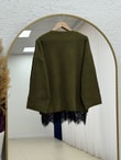 Samira Altı Dantel Detay Triko Tunik-KR6006 Haki