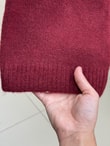 Samira Altı Dantel Detay Triko Tunik-KR6006 Bordo
