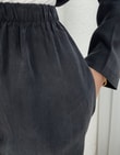 Sanem Metal Düğmeli Şallı Pantolonlu Takım-NA3443 Siyah