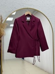 Sarmaşık Yandan Bağlamalı Ceket-KT1915 Bordo