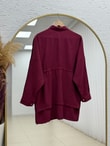 Saye Pelerinli Beli Tünelli Gömlek-BN4659 Bordo