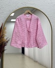 Şelale Püsküllü Bağlamalı Kimono-Zİ3141 Pembe