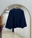Şelale Püsküllü Bağlamalı Kimono-Zİ3141 Lacivert