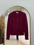 Selcan Mini Gold Düğmeli Altı Fitilli Triko Hırka-KR6030 Bordo