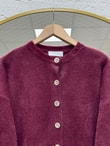 Seray Gold Düğmeli Uzun Peluş Hırka-KR6011 Bordo
