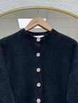 Seray Gold Düğmeli Uzun Peluş Hırka-KR6011 Siyah
