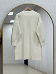 Seray Gold Düğmeli Uzun Peluş Hırka-KR6011 Krem