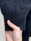 Seray Gold Düğmeli Uzun Peluş Hırka-KR6011 Siyah