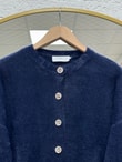 Seray Gold Düğmeli Uzun Peluş Hırka-KR6011 Lacivert