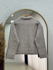 Seval Kol Ucu Ve Altı Çizgili Yakalı Triko Hırka-KR6004 Taş