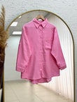 Sevina Tek Cepli Oversize Müslin Gömlek-NA854 Pembe