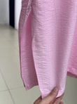Şeyma Kendinden Desenli Geniş Kol Gömlek-Çİ943 Pembe