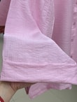 Şeyma Kendinden Desenli Geniş Kol Gömlek-Çİ943 Pembe